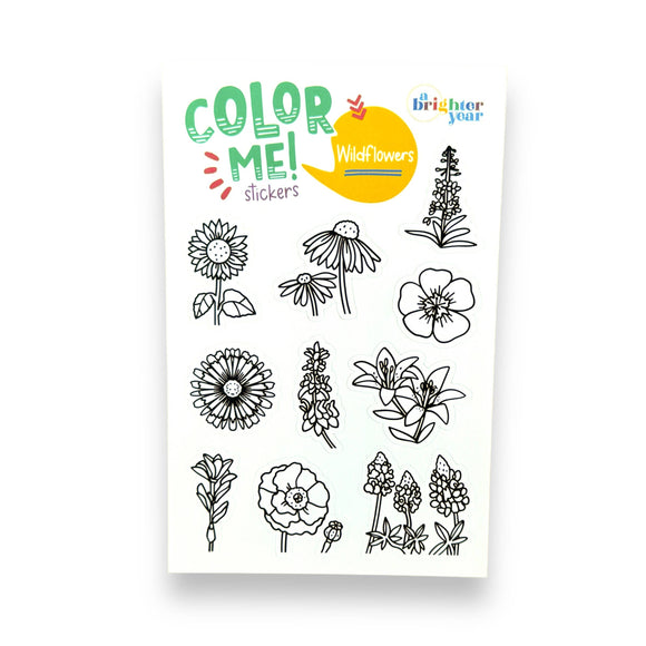 A Brighter Year | Color Your Own Wildflowers High Quality Compatible Stickers