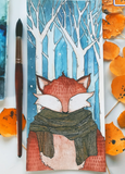 Argus Art Studio - Cozy Fox Watercolor Greeting Card