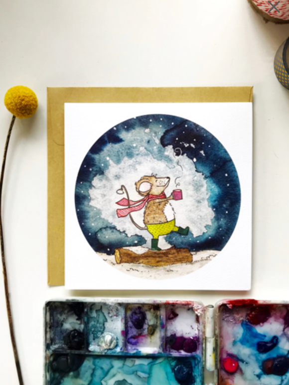 Argus Art Studio - Cozy Mouse Greeting Card