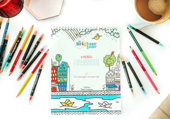 A Brighter Year | 12 Month Color By Day Evergreen Calendar 2025 Coloring Book