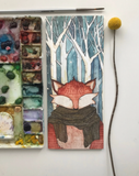 Argus Art Studio - Cozy Fox Watercolor Greeting Card