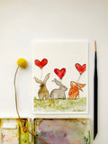 Argus Art Studio - Mini Bunnies with Balloons Greeting Card: 4" x 4"