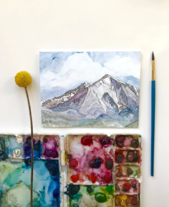 Argus Art Studio - Spring on Mount Sopris Watercolor Greeting Card: 4