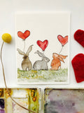 Argus Art Studio - Mini Bunnies with Balloons Greeting Card: 4" x 4"