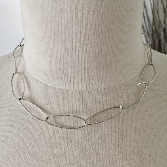 Graduated oval necklace argentium silver handmade clasp stunning handmade chain