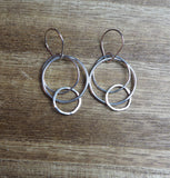 Three ring sterling silver earrings with handmade ear wire