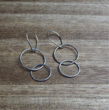 Sliver Double Circle Earrings Easy to wear everyday